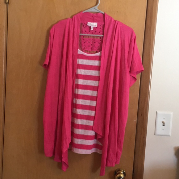 Tops | Shirt W Cardigan Attached With 